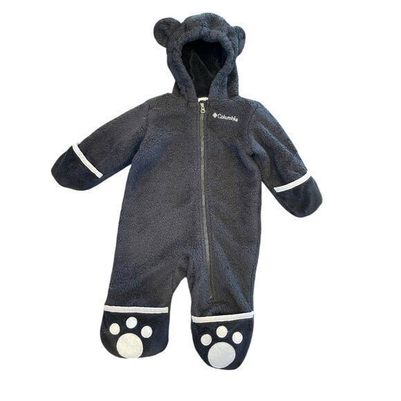 Columbia Infant Bear Baby Sherpa Bunting One Piece Winter Suite 3-6 Months Black - Picture 1 of 10